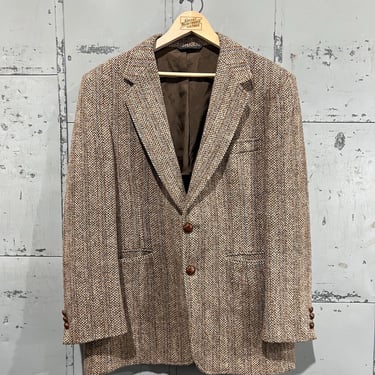 80s  Harris tweed hand woven unisex Blazer Wool 1980s Jacket Suit Office Cute Coat  Oversized 