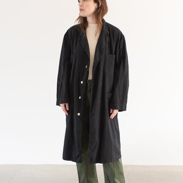 The Corozo Shop Coat in Black | Vintage Overdye Chore Trench Jacket | Painter Duster | S M | BSC0-- 