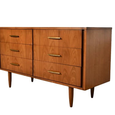 Walnut Long Dresser Credenza Mid Century Modern 