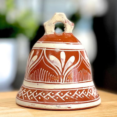 VINTAGE: Mexican Pottery Bell - Southwestern Decor - Folk Art Pottery - SKU 25-D-00035211 
