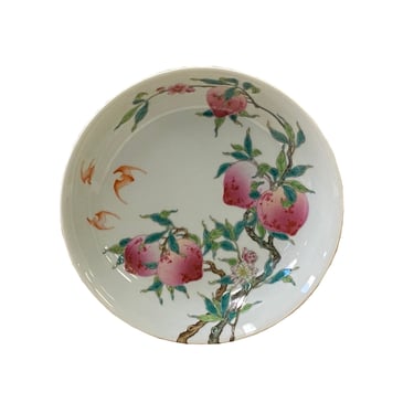 Chinese Museum Pink Peach Painting White Porcelain Charger Plate ws3297E 