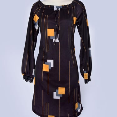 60's Polyester Shift Dress Vintage Mini Dress Mod Hippie 1970's Floral Brady Bunch era 1960's gogo 