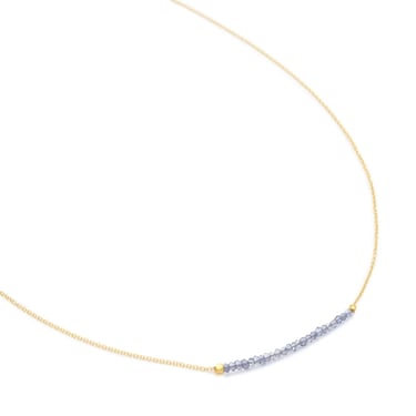 Iolite Centre Gemstone Necklace - 18k Gold + Iolite- 16&quot;