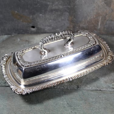 Silver Plate Covered Butter Dish | Vintage Holiday Table | Silver Butter Dish  with Handle | Bixley Shop 