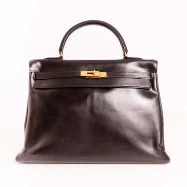 HERMES 1956 Early Edition Black Leather Kelly Bag