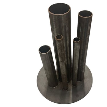 16" Custom Studio Made Industrial Brutalist Cylinder Vase 