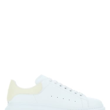 ALEXANDER MCQUEEN White Leather Sneakers With Ivory Rubber Heel
