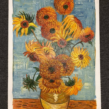 Vincent van Gogh ~Sunflowers~ Repro Art Oil Painting Unstretched Canvas 37x24 