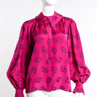 Floral Quilted Dagger Collar Blouse