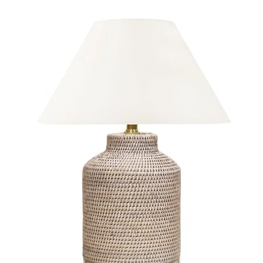 Newtown Rattan Table Lamp, White Wash