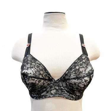 Vintage Image O'Youth Bra with Lace Cups, Beauty Black Bra, 1950s Bra, Retro Bride, Pinup Lingerie, Black Lace, Betty Paige / Bust 34 