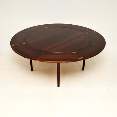 Danish Vintage Rosewood Flip Flap Lotus Dining Table by Dyrlund