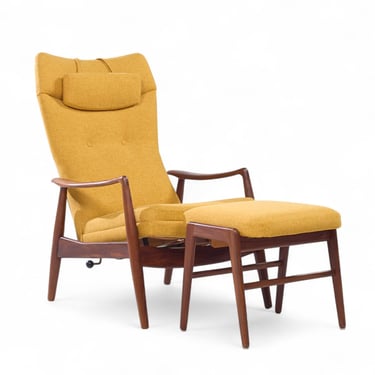 Madsen & Schubell MS20 Mid Century Danish Teak Reclining Lounge Chair and Ottoman - mcm 