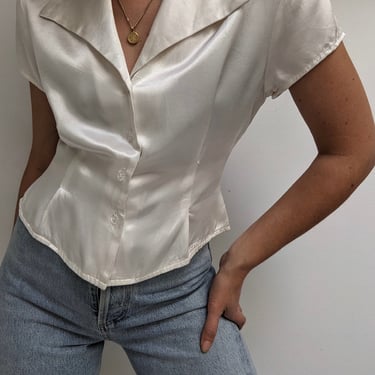 90s Cropped Satin Blouse