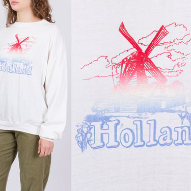 Vintage Holland Windmill Sweatshirt - Men's XL, Women's 2XL | 90s Gradient Graphic Tourist Pullover 
