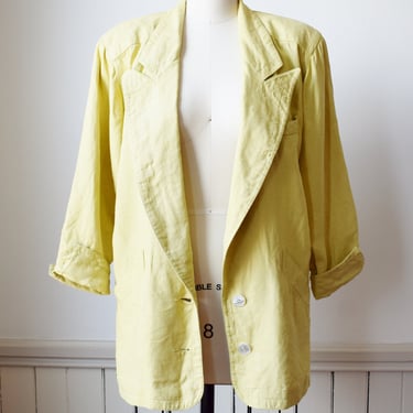 1980s Oversized Chartruese Linen Jacket | M/L 