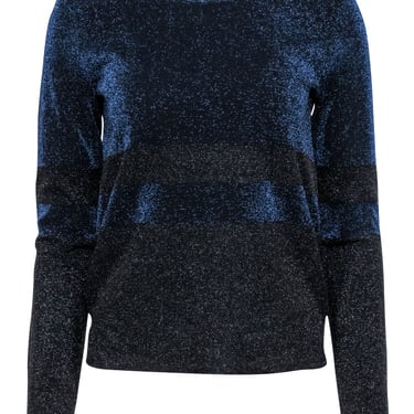 Tory Burch - Navy & Black Sparkly Metallic Crewneck Sweater Sz S