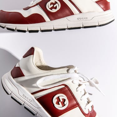 GUCCI White Red Leather Low top Sneakers (Sz. 39)