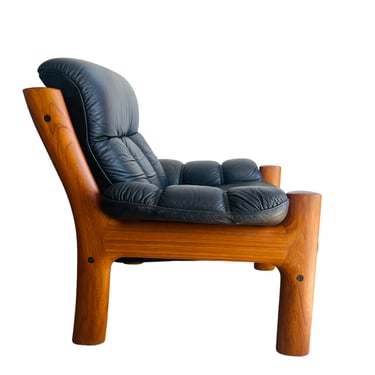 Mid Century Modern Ekornes Teak & Leather Lounge Chair