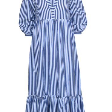 Pomander Place - Blue & White Stripe Maxi Dress Sz S
