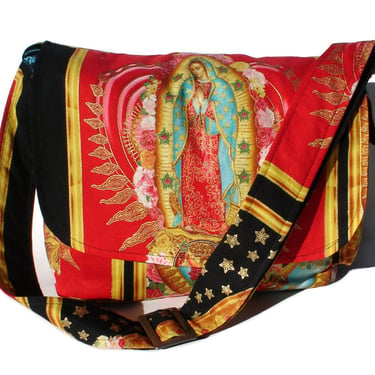 Guadalupe, Virgin Mary Mexican Art Large Messenger Purse w/adjustable handles 