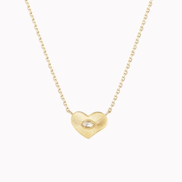 Engraved Heart Marquise Diamond Necklace