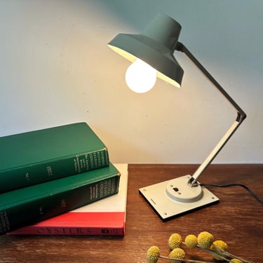 Vintage White Tensor IL 400 Folding Desk Lamp | MCM Lighting Office Table Architect Lamp Rectangle Base | Retro Industrial Midcentury Modern 
