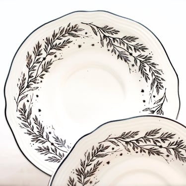 VINTAGE: 2pc Set New England Toile "Gamebirds" 6 1/4" Saucer - Tabletops Unlimited - Replacement, Collecting - SKU 27-D-00032530 