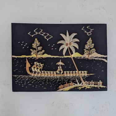 Hand Crafted South Indian Boat Race Tropical Bamboo Wall Art 