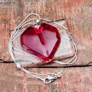 Art Glass Heart pendant~Valentines Day Gift for Her 