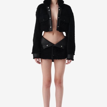 IRO X SMV BLACK SHEARLING LEATHER SKIRT