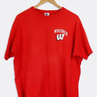 Vintage Champion University Of Wisconsin Embroidered T Shirt Sz L