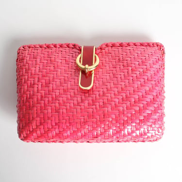 Woven Leather Shoulder Clutch