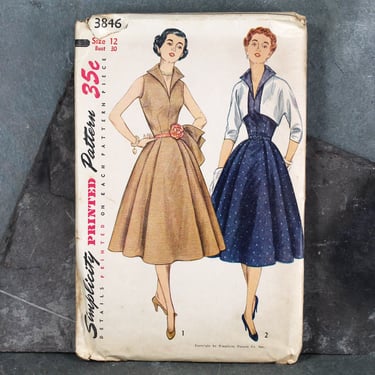 1952 Simplicity #3846 Dress Pattern | Size 12"/Bust 30" | COMPLETE Cut Pattern in Original Envelope | FREE SHIPPING 