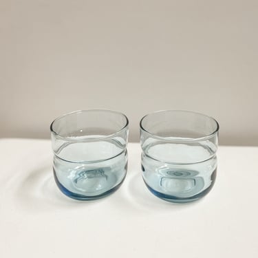Aqua Rippled Short Glasses