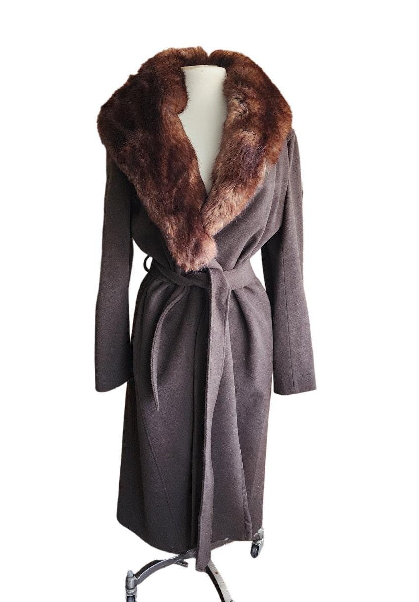 レディース Vintage.90s Beige BrownFur WoolCoat