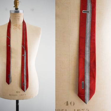 1940s/50s Red Skinny Necktie 