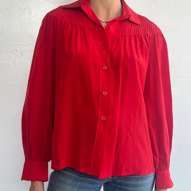 Cherry Silk Valentino Blouse (M)