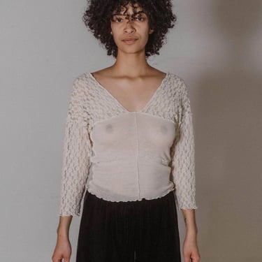 Nehru Long Sleeve Tee in Lace & Wool - Baserange