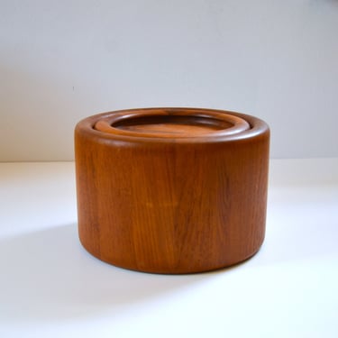 Danish Modern Teak Ice Bucket with Orange Liner by Nissen of Denmark 