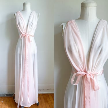 Vintage Vanity Fair 1950s Two-Toned Pink Sheer Nightgown / S 