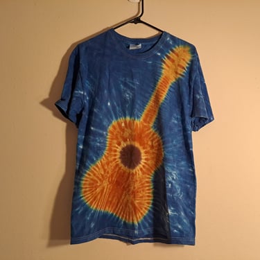 Vintage 90s Guitar Tie Dye T-Shirt, Size Medium 