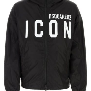 Dsquared Man Black Nylon Sport Windbreaker