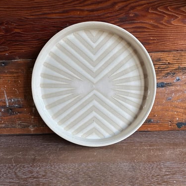 Platter -  White and Beige Pattern 