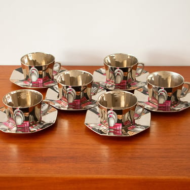 Set of 6 French Art Deco Coffee Cups