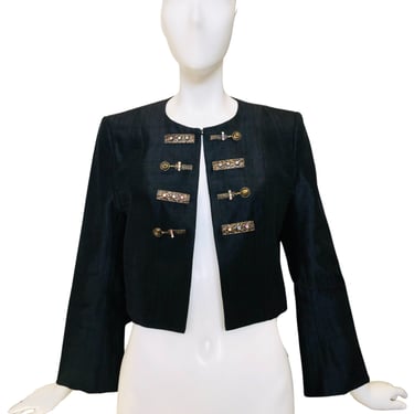 Vintage Christian Lacroix Black Raw Silk Cropped Blazer