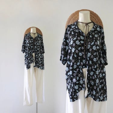 gauze button top - m 