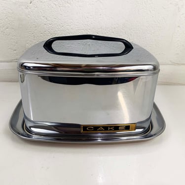 Vintage 1950s Chrome Cake Carrier Square Lincoln Beauty Ware Mid Century USA Birthday Mad Men Deadstock Kitchen Storage Beautyware 1960s 