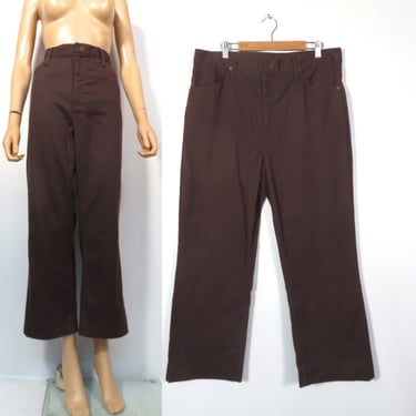 Vintage 70s Dark Brown Denim Flare Jeans Made In USA Size 35X27 