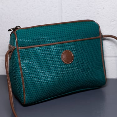 Vintage 1980s Green Triangle Logo Handbag by Liz Claiborne 